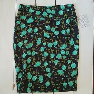 Aqua green floral print LLR Cassie (pencil skirt)